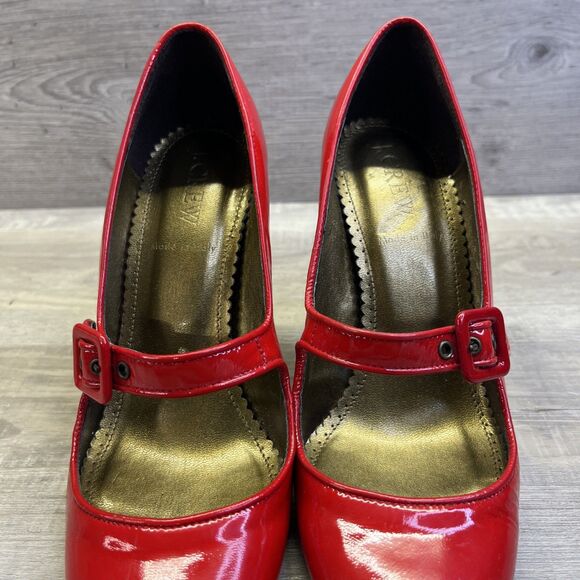 J Crew Patent Leather Womens Red Mary Jane High Heels Pump Size 5.5 Vintage - Picture 16 of 16